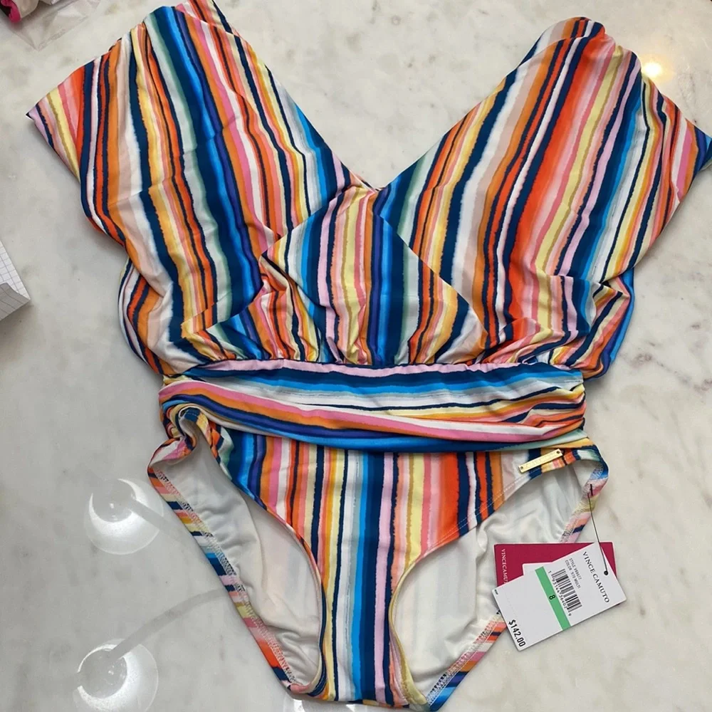 Vince Camuto Draped Sleeve Swim Suit